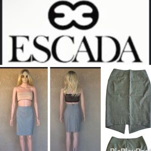 Escada Skirt Women’s EU 32 US 0 Black Wool Houndstooth Pencil Preppy Ladies